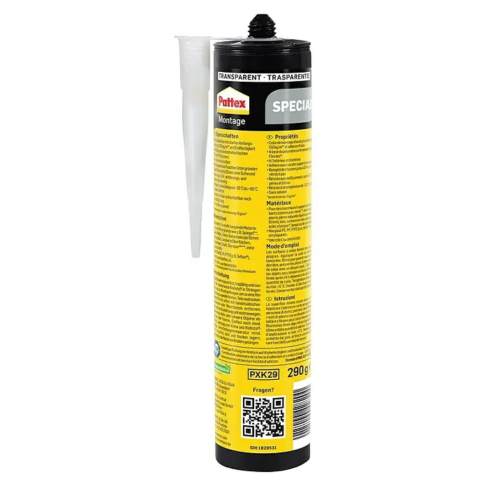 Pattex Montagekleber Special - 290 g - Pattex Montage Transparent Spezialkleber für starke Verbindungen im Innen- und Außenbereich. Universell einsetzbar.