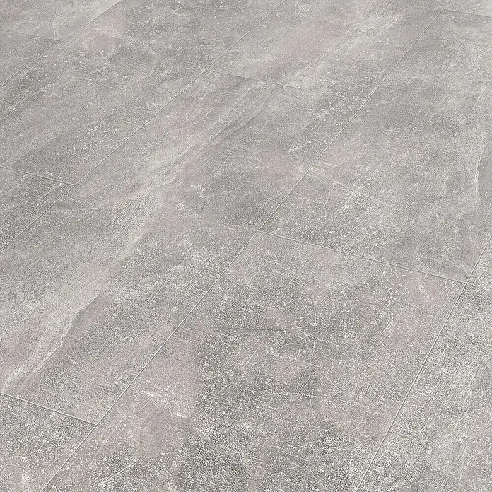 Classen Laminat Visiogrande - Bright concrete, 604 x 280 x 8 mm - Graue Bodenfliesen mit Steinmuster für ein modernes Ambiente. Die Fliesen sind robust und pflegeleicht.