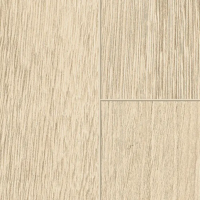 Classen Laminat 831-4 - Oak Light beige, Landhausdiele, 1.286 x 194 x 8 mm - Nahaufnahme von hellem Holzfußboden mit sichtbarer Maserung und Paneelen. Die Textur verleiht Wärme und Natürlichkeit.