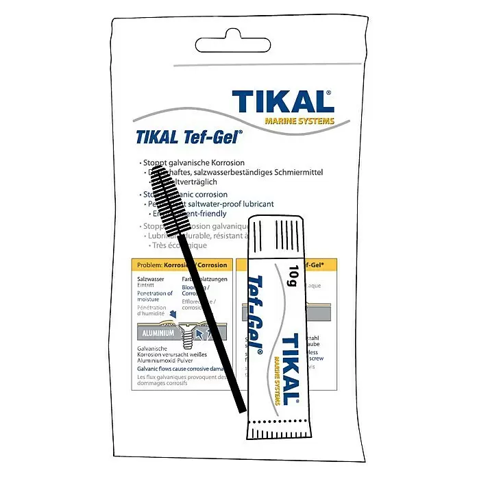 Tikal Antikorrosions-Gel Tef-Gel - 14 g - TIKAL Tef-Gel® Korrosionsschutz-Gleitmittel: 10g-Tube mit Auftragepinsel in Einzelhandelsverpackung.