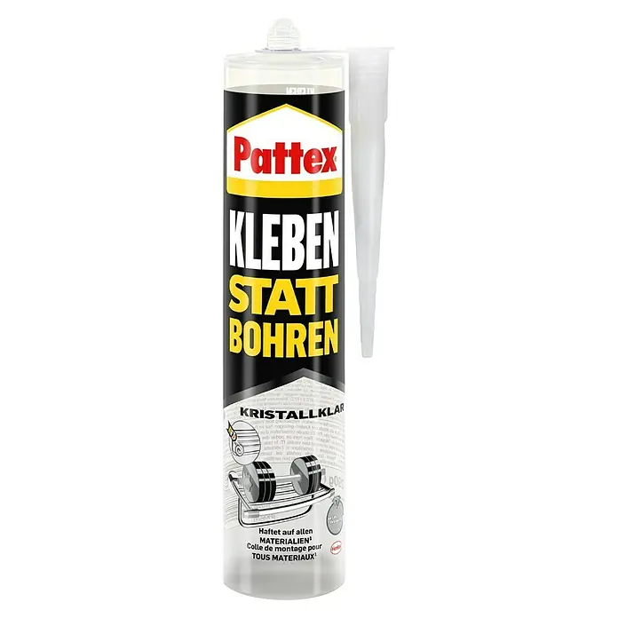 Pattex Kleben statt Bohren Montagekleber Kristallklar - 290 g, Kartusche, Lösemittelfrei - Pattex Montagekleber "Kleben statt Bohren" in transparent, ideal für schnelle und saubere Montagearbeiten im Haushalt.