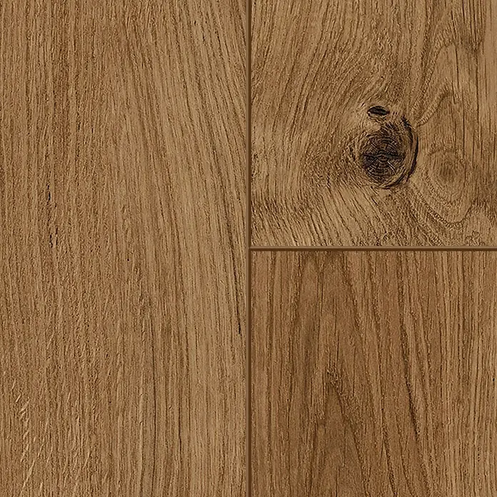 Classen Laminat 831-4 - Oak Rustic dark, Landhausdiele, 1.286 x 194 x 8 mm - Nahaufnahme von Eichenparkett mit Maserung und Astlöchern, ideal für rustikale Innenräume.