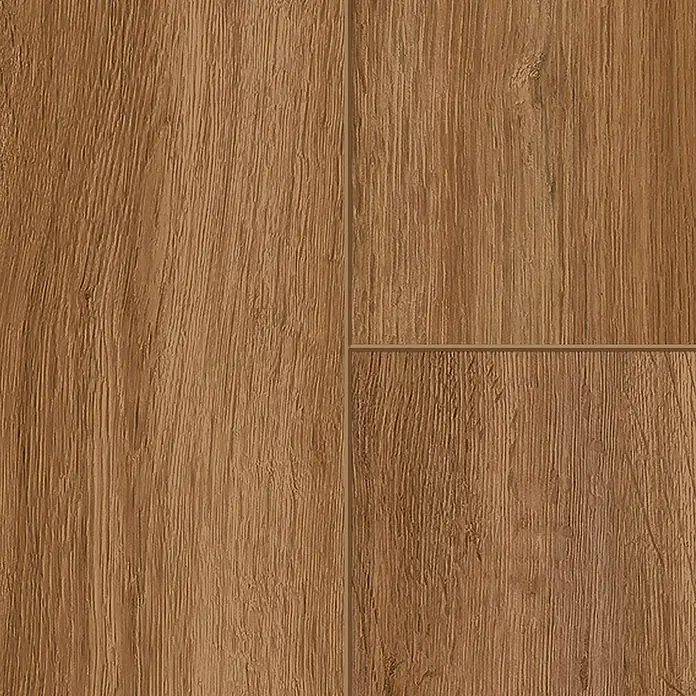 Classen Laminat 831-4 - Oak Dark Nature, Landhausdiele, 1.286 x 194 x 8 mm - Nahaufnahme eines Holzfußbodens mit warmen, natürlichen Farbtönen und einer ausgeprägten Maserung. Das Laminat sorgt für eine rustikale Atmosphäre.
