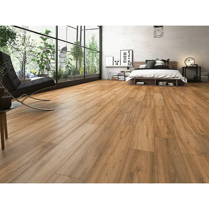 Classen Laminat 831-4 - Oak Dark Nature, Landhausdiele, 1.286 x 194 x 8 mm - Helles, warmes Holzlaminat, das durch sein elegantes Design und seine natürliche Optik besticht und den Raum optisch aufwertet.