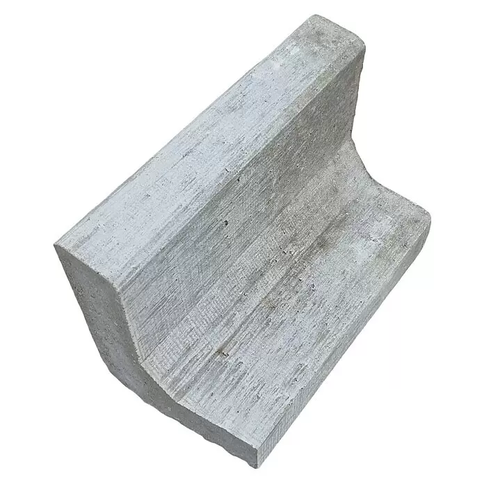 Diephaus L-Stein - 24 cm, 40 cm, Grau - Graue Beton-Entwässerungsrinne mit einer gekrümmten Mulde.