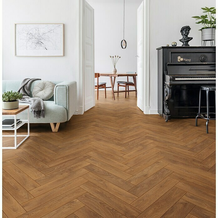 Krono Original Laminatmuster Herringbone Harlech Oak (297 x 126 x 8 mm, Landhausdiele, Harlech Oak) | BAUHAUS