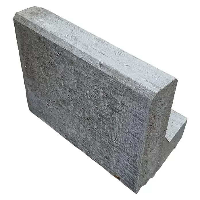 Diephaus L-Stein - 24 cm, 40 cm, Grau - Grauer Beton-Gartenrandstein oder Stützmauerstein mit rauer Oberfläche.