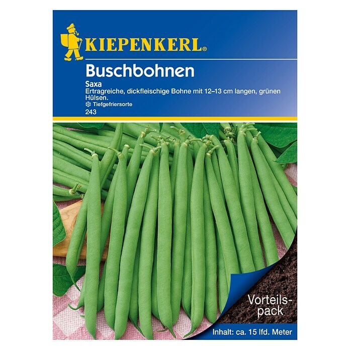 Kiepenkerl Gemüsesamen Buschbohnen (Phaseolus vulgaris var. nanus, Saatzeit: Mai, Erntezeit: Juli)