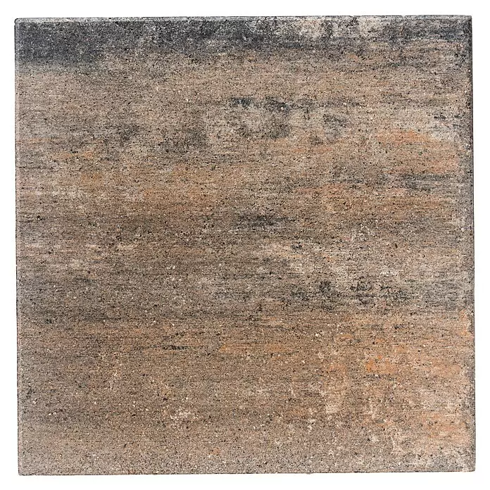 Diephaus Terrassenplatte Vallejo - 60 x 60 x 4 cm, Beton - Quadratischer Pflasterstein mit melierter, rauer Oberfläche in Braun-, Orange- und Grautönen.