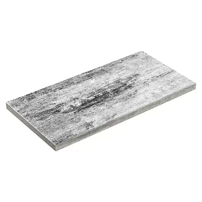 Diephaus Terrassenplatte Vallejo - 80 x 40 x 4 cm, Weiß/Schwarz, Beton - Rechteckige, grau-schwarz melierte Betonplatte.
