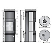 Justus Kaminofen Faro W+ 2.0 (7 kW, Raumheizvermögen: 144 m³, Material Abdeckung: Speckstein, Schwarz)