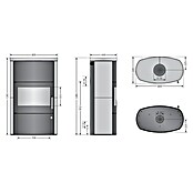 Justus Kaminofen Agero W+ (7 kW, Raumheizvermögen: 144 m³, Verkleidung: Speckstein, Schwarz)