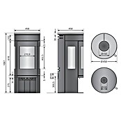 Justus Kaminofen Mino Trios 2.0 (5 kW, Raumheizvermögen: 88 m³, Material Abdeckung: Sandstein, Schwarz)