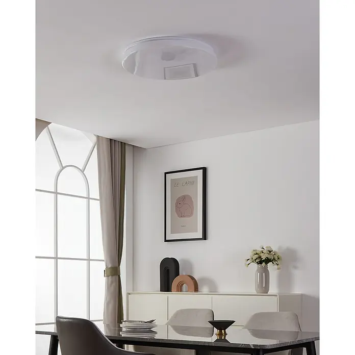 Eglo connect.z LED-Deckenleuchte rund TOTARI-Z - 44,8 W, Ø x H: 530 mm x 7 cm, Weiß - Moderne LED-Deckenleuchte mit schlichtem, rundem Design, ideal für Esszimmer und Wohnräume. Helle und energiesparende Beleuchtung.