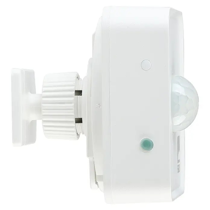 Eglo Connect LED-Lampe - Ausstrahlungswinkel: 120 °, IP44, 7,5 x 7 x 7,5 cm - Nahaufnahme eines weißen Bewegungsmelders für den Innenbereich, ideal für die automatische Lichtsteuerung und Energieeinsparung.
