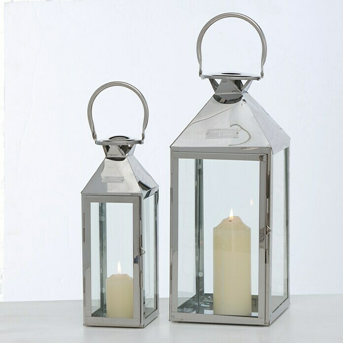 Boltze Edelstahl-Laterne Jason (Ø x H: 11 x 35 cm, Silber) | BAUHAUS