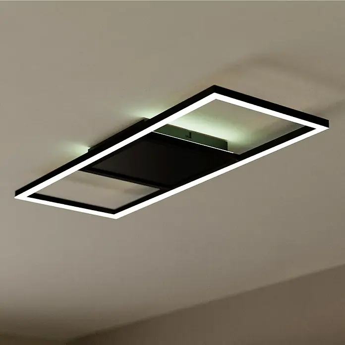 Eglo connect.z LED-Deckenleuchte CALAGRANO - 21 W, 2.600 lm, Lichtfarbe: RGBW - Moderne LED-Deckenleuchte mit rechteckigem Design und schwarzem Rahmen, die ein helles und energieeffizientes Licht bietet.