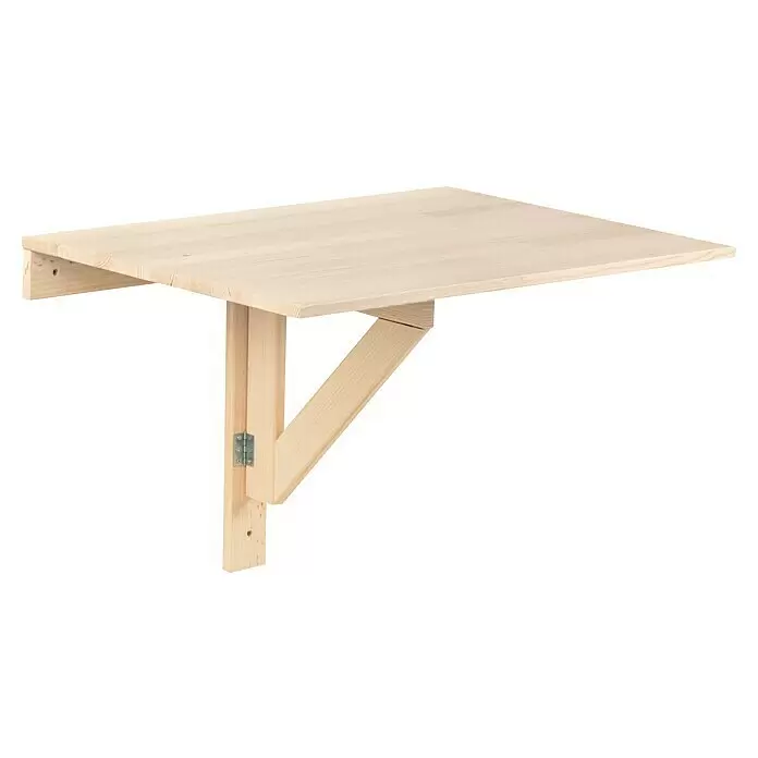 Astigarraga Klapptisch - 53,6 mm x 79,5 mm x 59 cm, Kiefer - Helles Holz klappbarer Wandtisch mit rechteckiger Platte und klappbarer Stütze.