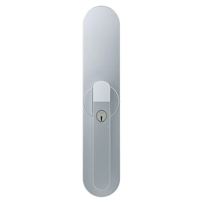 Abus Funk-Türschlossantrieb Wintecto one FCA4100 S - Geeignet für: Fenster, Silber, Bedienung: Über App - Ein moderner Schließzylinder für Türen oder Schränke. Er ist aus silberfarbenem Metall gefertigt und hat ein elegantes Design.