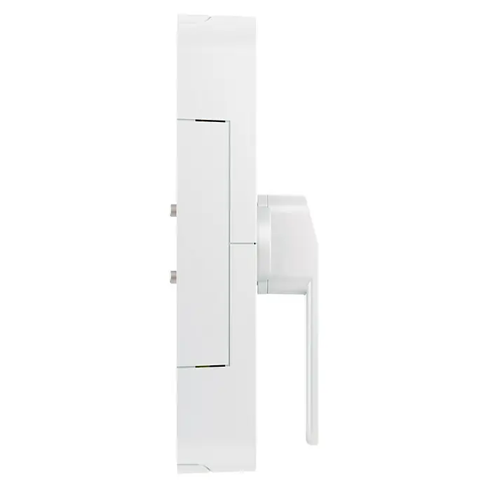 Abus Funk-Türschlossantrieb Wintecto one FCA4100 W - Geeignet für: Fenster, Weiß, Bedienung: Über App - Detailaufnahme eines weißen Fenstergriffs mit einem klaren, minimalistischen Design. Der Griff ist seitlich an einem weißen Fensterrahmen befestigt.