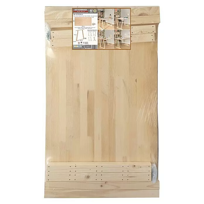 Astigarraga Arbeitstisch mit Bok Holzbeinen - L x B: 140 x 70 cm - Verpacktes Tischset aus hellem Holz: eine Tischplatte und zwei Tischbeine.