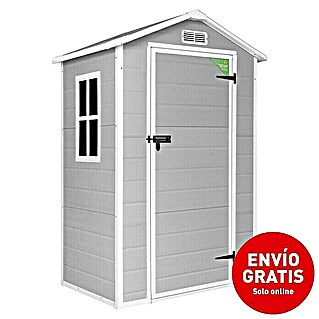 The Space Plus Caseta para jardín One 1.4 (Medidas ext. (An x Pr): 134 x 103 cm, Gris y Blanco, Plástico, Área: 1,37 m²)