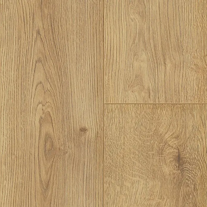 Krono Original Laminatmuster Atlantic 8 Sundance Oak - Sundance Oak, 297 x 192 x 8 mm, Landhausdiele - Hochauflösende Nahaufnahme von hellem Laminatboden. Die Maserung des Holzdekors ist deutlich sichtbar.