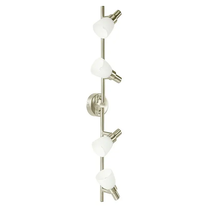 Osram Regleta LED 827 - 8 W, L x An x Al: 67,5 x 8 x 17 cm, Blanco/Plateado, Blanco cálido - Lámpara de pared con cuatro focos orientables de níquel cepillado, combinando diseño moderno con iluminación funcional.