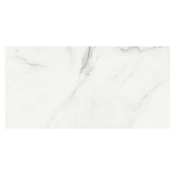 Feinsteinzeugfliese Torino Bianco - 60 x 120 cm, Weiß/Grau, Glänzend - Elegante Marmorfliese mit zarten grauen Adern. Ideal für stilvolle Boden- und Wandgestaltungen mit luxuriösem Touch.