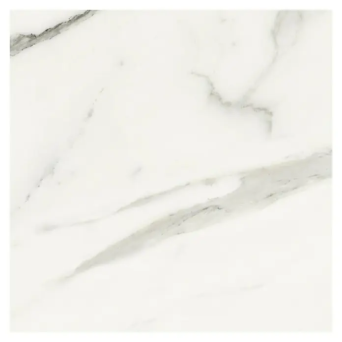 Feinsteinzeugfliese Torino Bianco - 60 x 60 cm, Weiß/Grau, Glänzend - Elegante Marmorfliese in Weiß mit zarten grauen Adern. Ideal für stilvolle Innenräume und zeitlose Designs.