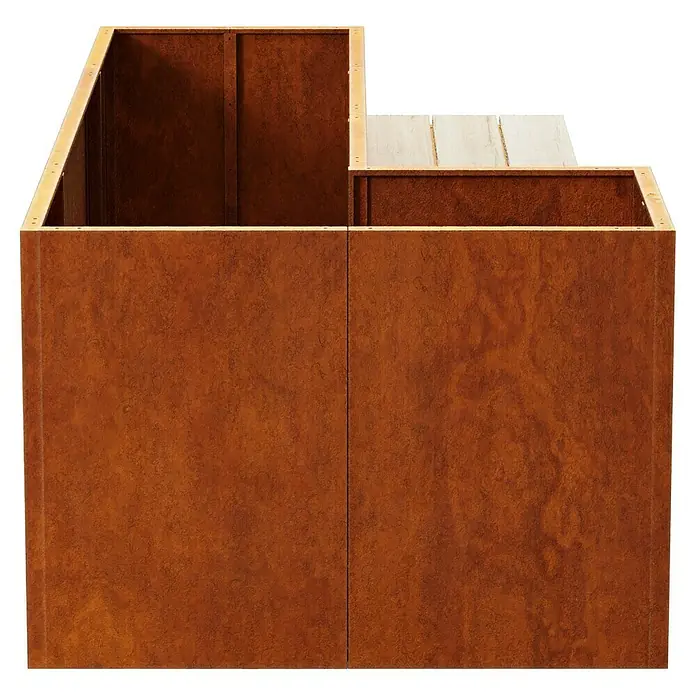 Palatino Hochbeet Urbank - 100 x 200 x 70 cm, Cortenstahl, Rostbraun - Rostfarbener Pflanzkübel mit modularem Design. Ideal für den Außenbereich und als stilvolles Gestaltungselement für Garten oder Terrasse.