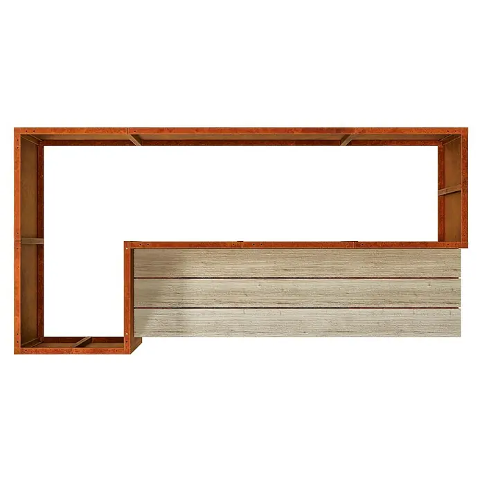 Palatino Hochbeet Urbank - 100 x 200 x 70 cm, Cortenstahl, Rostbraun - Einzigartiger Tresen mit rustikalem Flair. Die Holzverkleidung und das Metallgestell verleihen ihm einen industriellen Look. Perfekt für Bar oder Empfang.