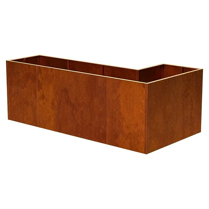 Palatino Hochbeet Urbank - 100 x 200 x 70 cm, Cortenstahl, Rostbraun - Rostfarbener Pflanzkasten aus Cortenstahl in L-Form, ideal für den Außenbereich, robust und wetterfest für Garten und Terrasse.