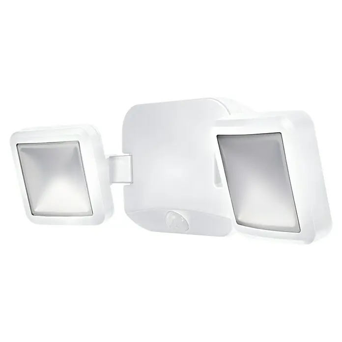 Osram LED-Sensor-Außenwandstrahler Double - 10 W, L x B x H: 33,2 x 10,5 x 11,2 cm, Weiß, IP54 - Ein weißer LED-Fluter mit zwei verstellbaren Strahlern und Bewegungssensor, ideal für die Außenbeleuchtung von Haus und Garten.
