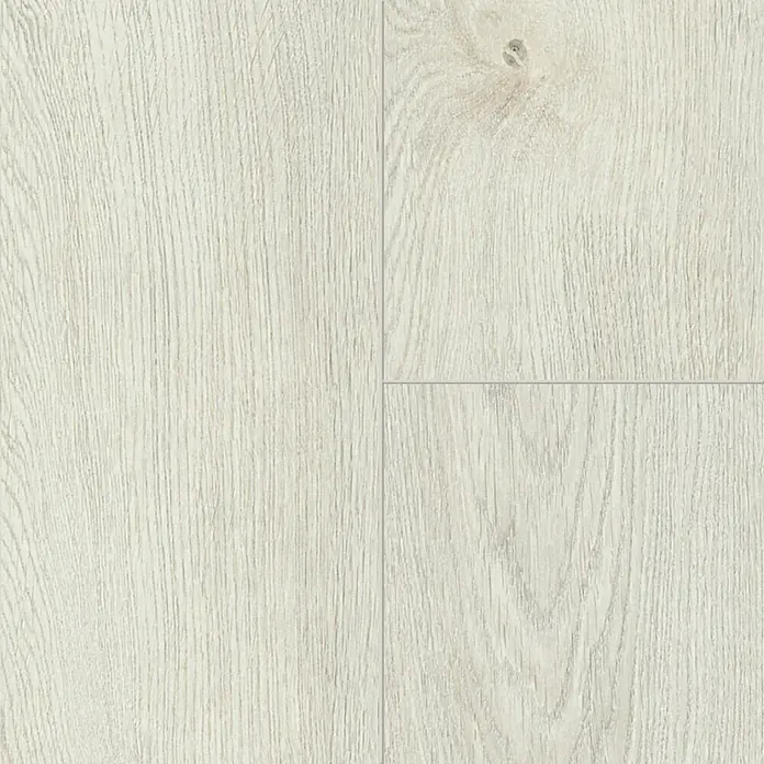 LOGOCLIC Family Laminat - Vichy, Landhausdiele, 1.288 x 195 x 7 mm - Helles Holzlaminat mit Maserung. Die Oberfläche ist matt und die Planken sind in verschiedenen Größen verlegt, um ein natürliches Aussehen zu erzeugen.
