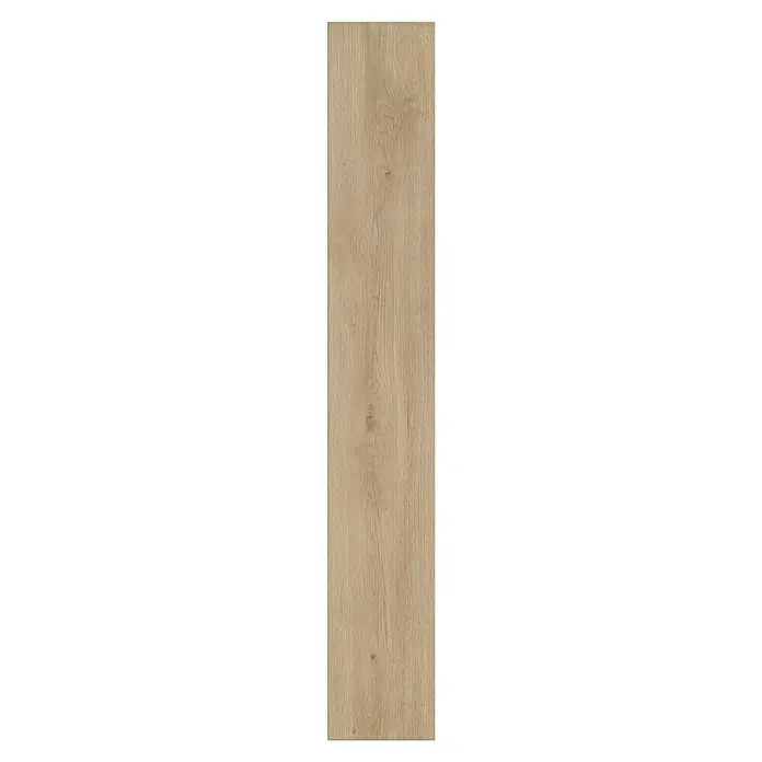 LOGOCLIC Silentos Laminat - Allegra, Landhausdiele, 1.288 x 195 x 9 mm - Nahaufnahme einer einzelnen Diele mit natürlicher, heller Holzmaserung und subtilen Astknoten für ein authentisches Aussehen.