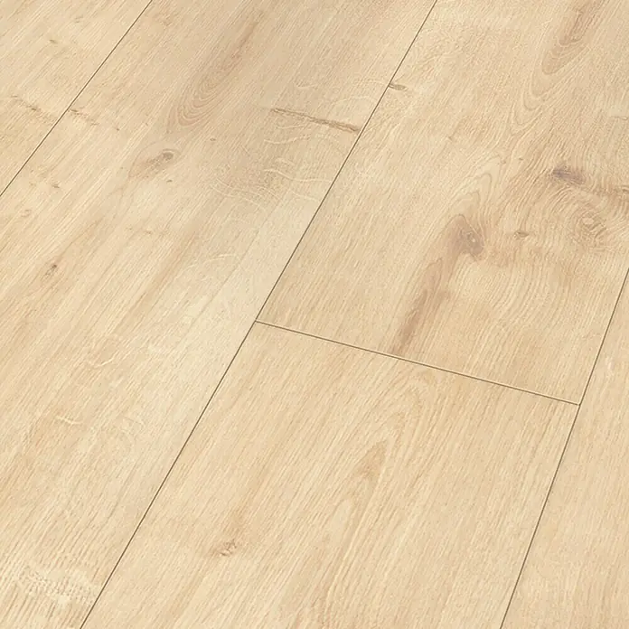 Classen Laminat 731-4 - Eiche Natur hell, Landhausdiele, 1.286 x 194 x 7 mm - Helles Laminatboden-Produkt mit einer natürlichen Holzoptik und feinen Maserungen.