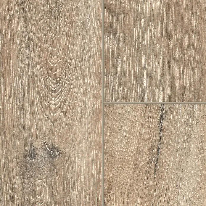 Classen Laminat 731-4 - Eiche Grau-braun, Landhausdiele, 1.286 x 194 x 7 mm - Abbildung von Holzlaminatboden in warmen Farbtönen, ideal für ein gemütliches Ambiente. Die Textur ist detailreich und hochwertig.