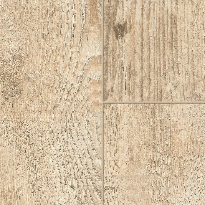 Classen Laminat 831-4 - Pine Light beige, Landhausdiele, 1.286 x 194 x 8 mm - Nahaufnahme von Laminatbodenfliesen mit Holzmuster in warmen Farbtönen. Perfekt für stilvolle Innenräume.