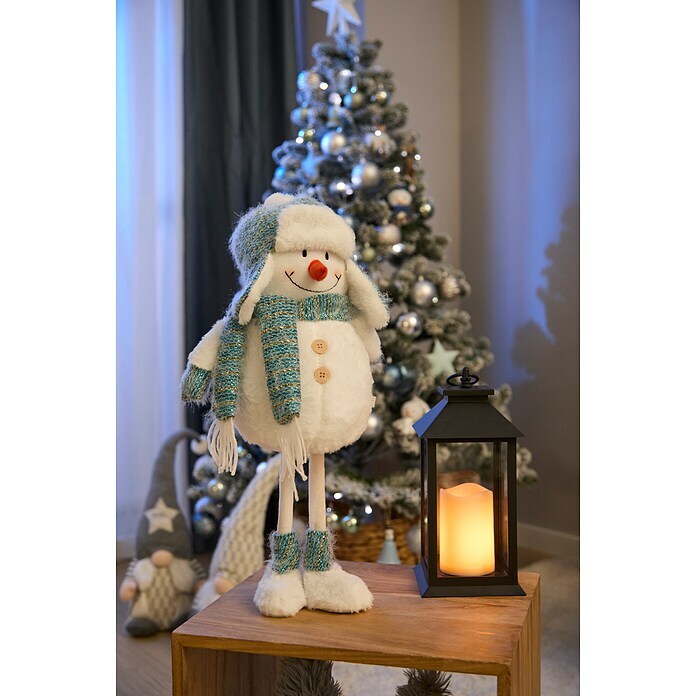 Figura decorativa Muñeco de nieve Mads (Altura: 52 cm, Blanco/Azul/Naranja) | BAUHAUS