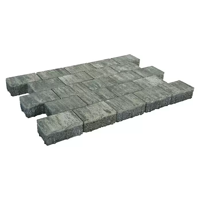 Diephaus Pflasterstein Caracas - Weiß/Schwarz, 21 x 21 x 8 cm, Quadratisch - Graue Betonpflastersteine in verschiedenen Farbtönen, mit texturierten Seiten.