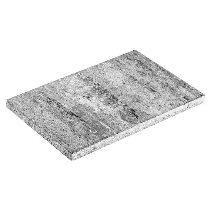Diephaus Terrassenplatte Vallejo - 60 x 30 x 4 cm, Weiß/Schwarz, Beton - Rechteckige, strukturierte graue Betonplatte.