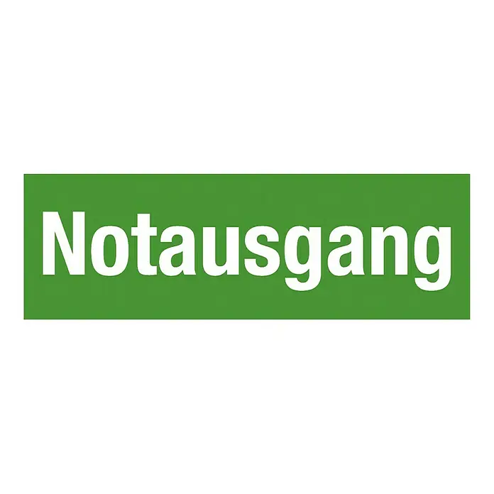 Leina-Werke Rettungszeichen - ASR A 1.3, Hart-PVC, Motiv: Notausgang - Schild mit der Aufschrift "Notausgang" in weißer Schrift auf einem grünen Rechteck, das einen Notausgang kennzeichnet.