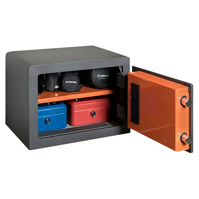 Arregui Caja fuerte Plus C - L x An x Al: 25 x 35 x 25 cm, Tipo de bloqueo: Códigos de usuario, 15 l - Caja fuerte con cámaras y cajas de colores.