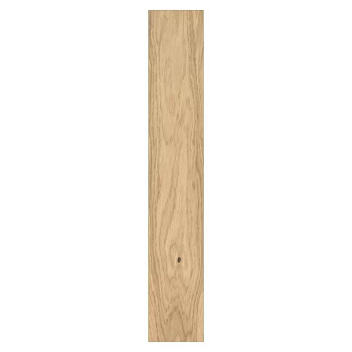 Parador Parkettmuster Trendtime 3 Eiche pure matt lackiert - 200 x 95 x 10,5 mm, Fischgrät - Helles naturfarbenes Holzpaneel mit Maserung, welligen Mustern und einem kleinen dunklen Astloch.
