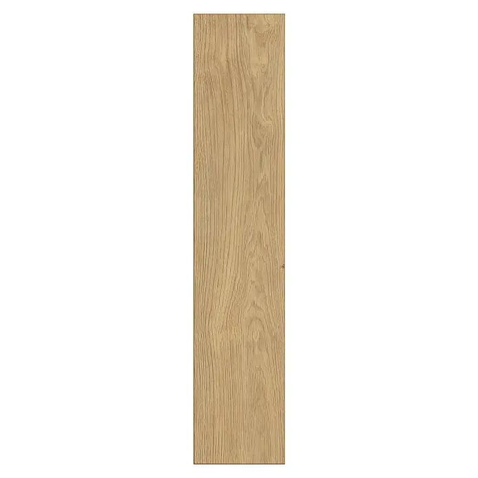 Krono Original Laminat Herringbone - Sundance Oak, Fischgrät, 630 x 126 x 8 mm - Detailaufnahme einer einzelnen Holzdiele, die die natürliche Maserung und Farbe des Holzes hervorhebt. Ideal für Bodenbeläge.