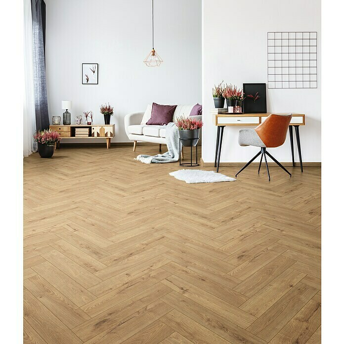 Krono Original Laminatmuster Herringbone Sundance Oak (297 x 126 x 8 mm, Landhausdiele, Sundance Oak) | BAUHAUS