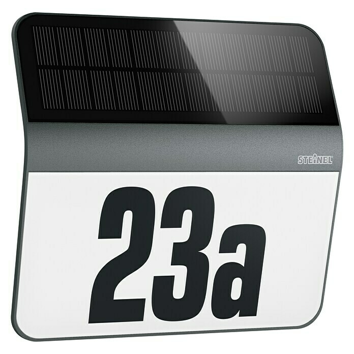 Steinel XSolar Solar-Hausnummer LH-N0,03 W, Edelstahl, IP44, Anthrazit Front View