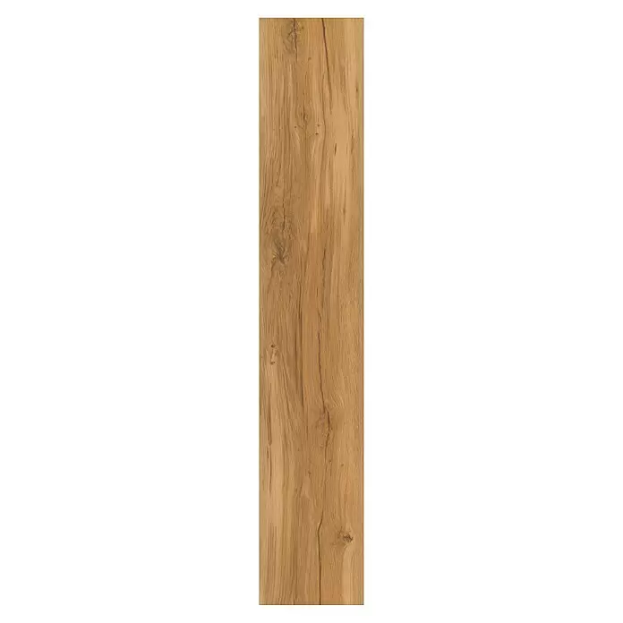 Parador Vinylboden Basic 5.3 - Eiche Memory Natur, Landhausdiele, 1.209 x 225 x 5,3 mm - Hellbraune Holzplanke mit natürlicher Maserung und sichtbaren Ästen.