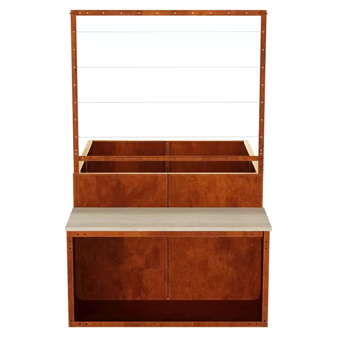 Palatino Hochbeet Clarinette mit Sitzplatz - 140 x 100 x 183 cm, Cortenstahl, Rostbraun